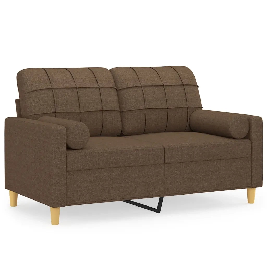Divano a 2 Posti con Cuscini-Sofa 2 Posti con Cuscini Marrone 120 cm in Tessuto 607867