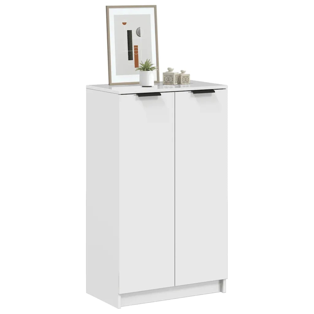 Scarpiera Bianco Lucido 59x35x100,5 cm in Legno Multistrato 811445