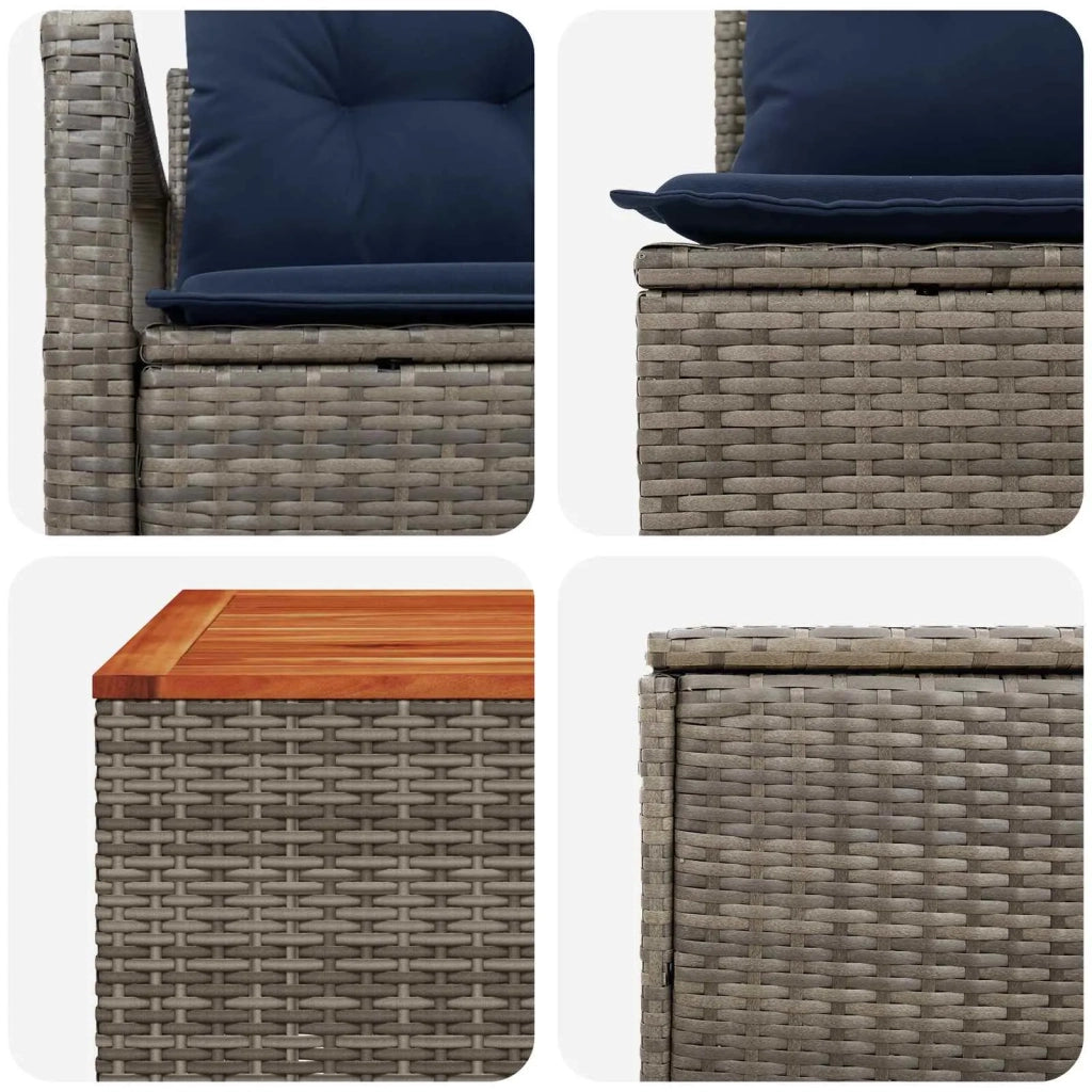 Set di divani 6 pz Grigio e Blu Navy Rattan sintetico e Acciaio 3447247