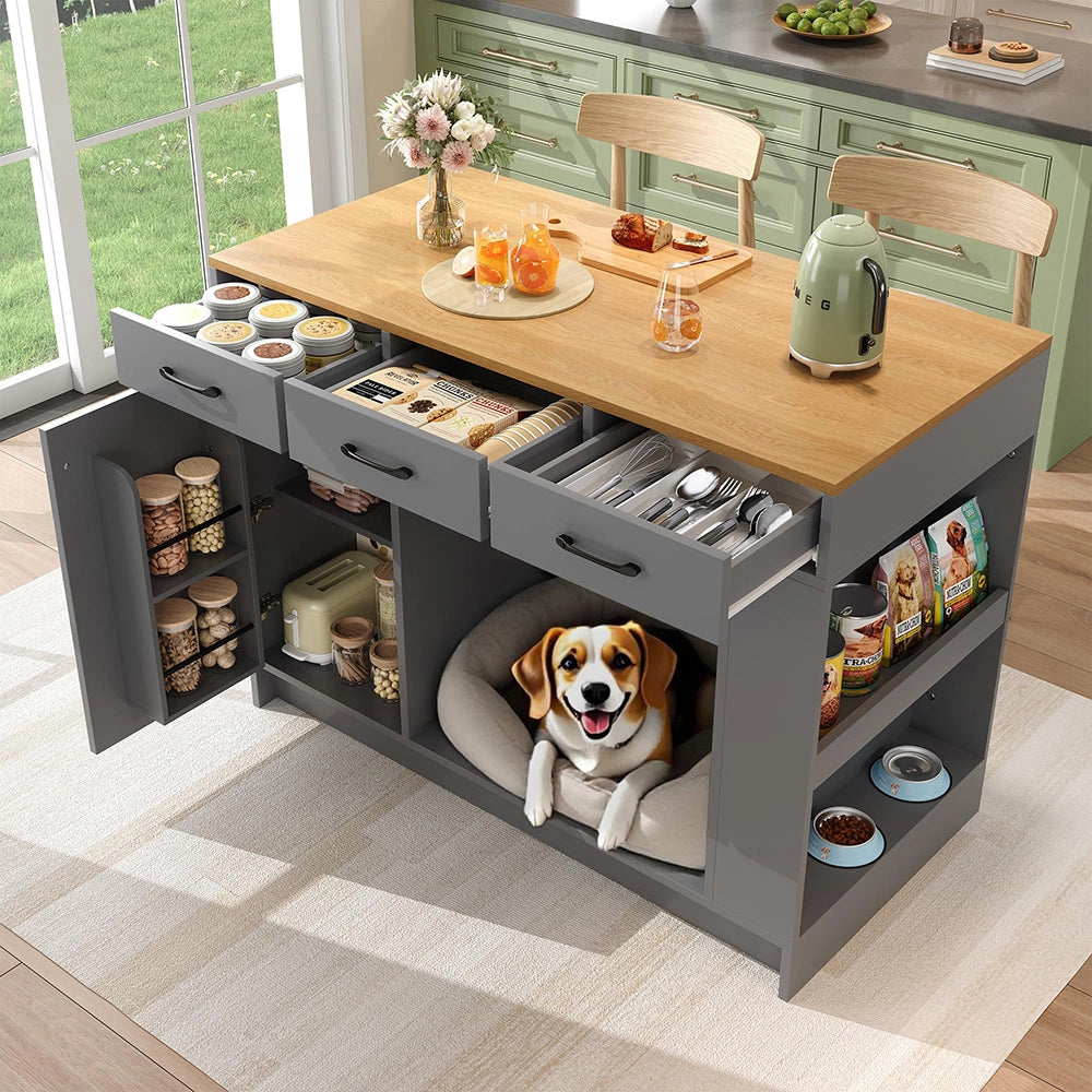 Isola cucina 3 cassetti - Xylo - 120x60x90cm grigio spazio animali