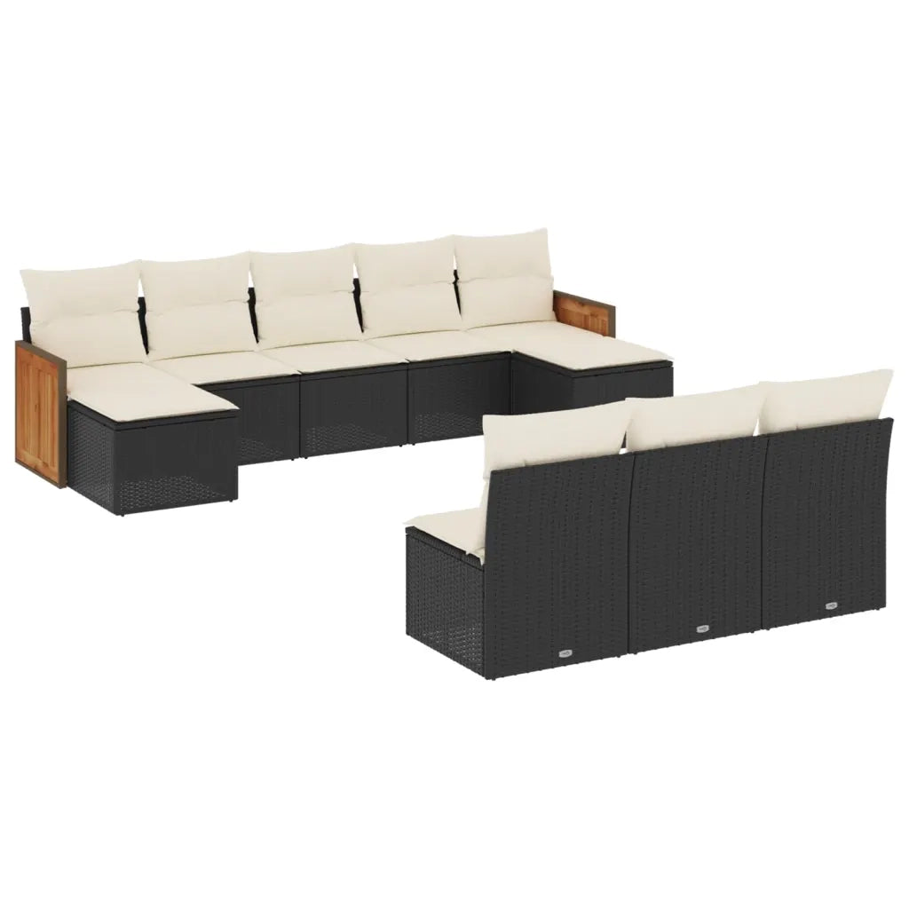 Set Divani da Giardino 10pz con Cuscini in Polyrattan Nerocod mxl 112335