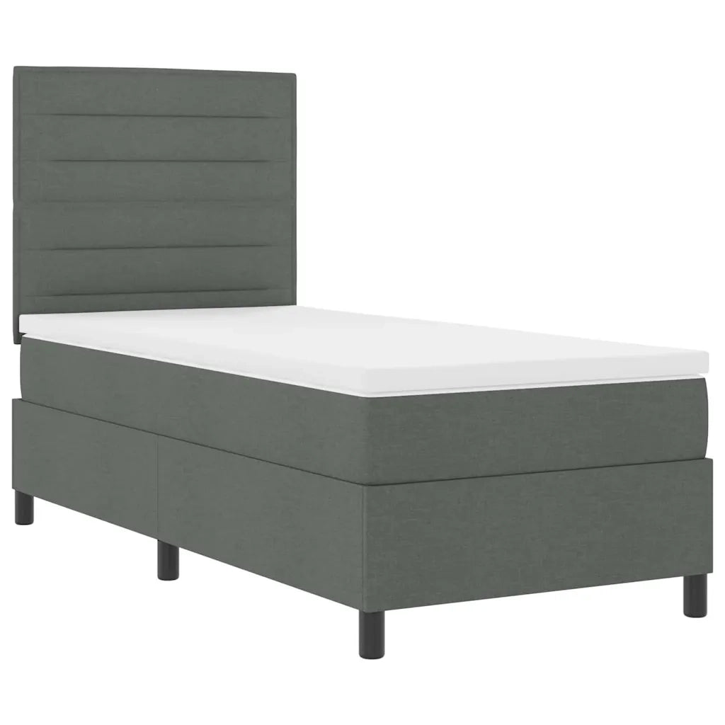 Letto a molle con materasso Grigio scuro 100 x 200 cm Tessuto