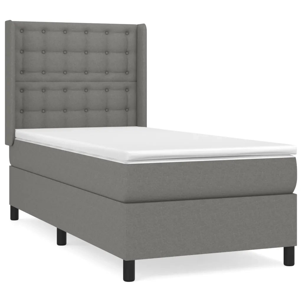 Giroletto a Molle con Materasso Grigio Scuro 90x200 cm Tessuto 3131722