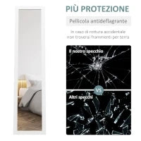 Specchio con Cornice in MDF con Piedini e Ganci per Utilizzo a Muro o a Parete, 37x40x155 cm
