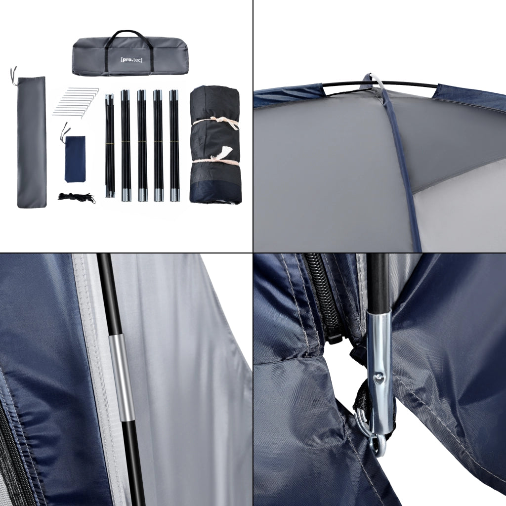 Tenda 'Grästorp' per Eventi - Gazebo con Illuminazione a LED Zanzarieri e 2 Pareti Chiudibili - Blu [pro.tec]
