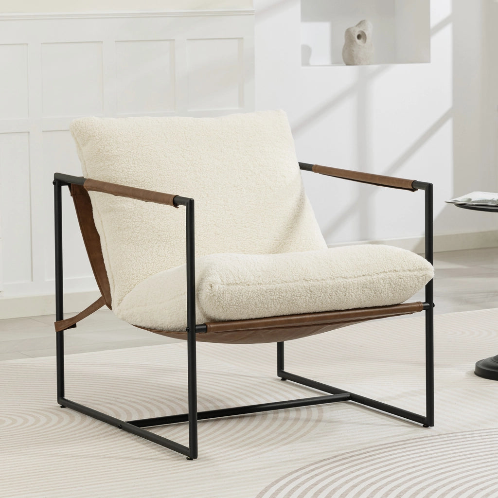 Poltrona imbottita in tessuto bouclette ¨C zephmum ¨C 77x91x80 cm, crema