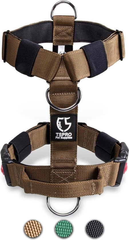 Tutti i tipi di guinzagli tattici con manico, 1,5" larghezza, qualità militare, imbottitura spessa e robusta, chiusura rapida, adatto per cani piccoli Khaki S (per cani di 14-23 kg, Khaki-S)