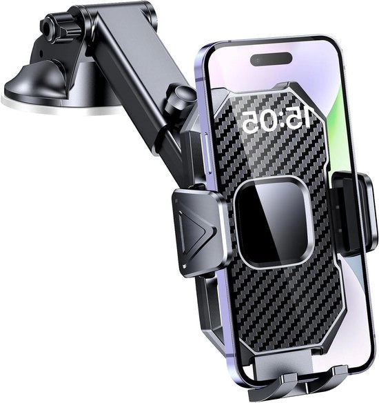 Supporto per telefono per auto con vite regolabile e gancio di aggancio per schermo parabrezza con rotazione 360 gradi