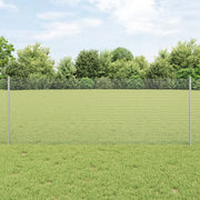 Recinzione in rete saldata con 5 pali a U Argento 0.8x10 m Acciaio