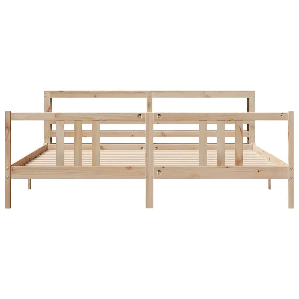 Giroletto con Testiera 200x200 cm in Legno Massello di Pino 3305977