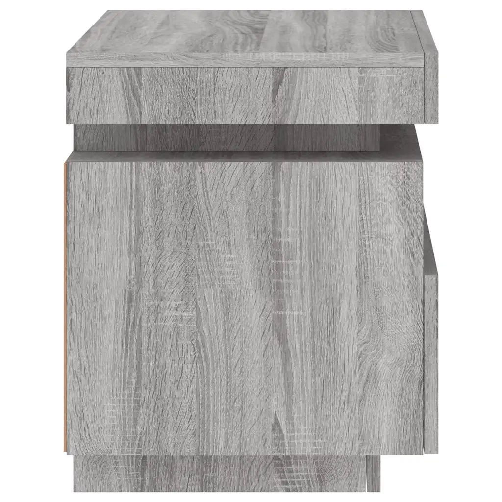 Comodino | Armadio da Notte | Mobiletto da notte con Luci LED Grigio Sonoma 40x39x48,5 cm