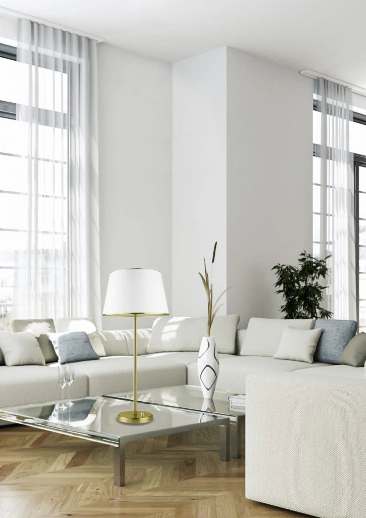 Lampada da tavolo Candellux Ibis 41-01354 ottone paralume bianco
