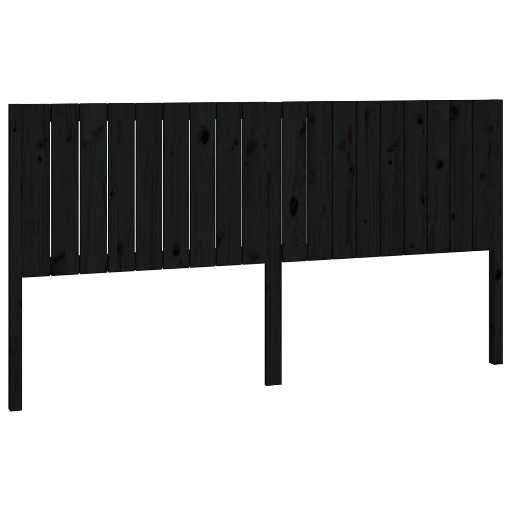 Testiera per Letto Nera 185,5x4x100cm in Legno Massello di Pino