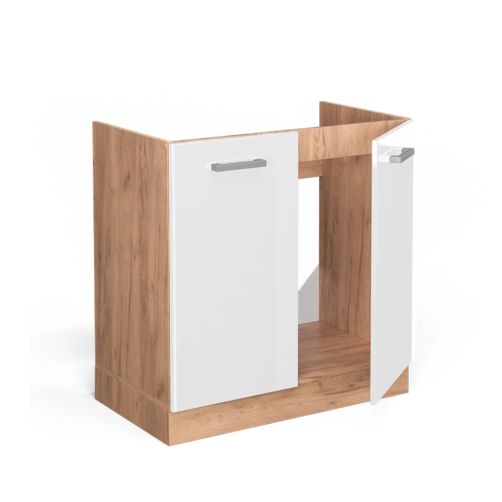 Vicco Mobile lavello cucina Bianco lucido 80 cm senza piano di lavoro