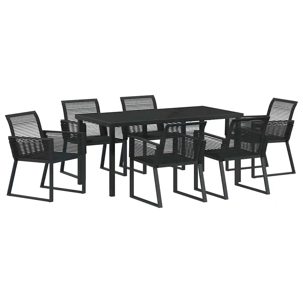 Set da Pranzo per Giardino 7 pcs Nero