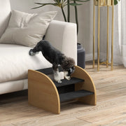 Giochi da arrampicata a 3 gradini antiscivolo per piccoli cani fino a 10 kg in poliestere color rovere 38,5 × 38,5 × 30 cm