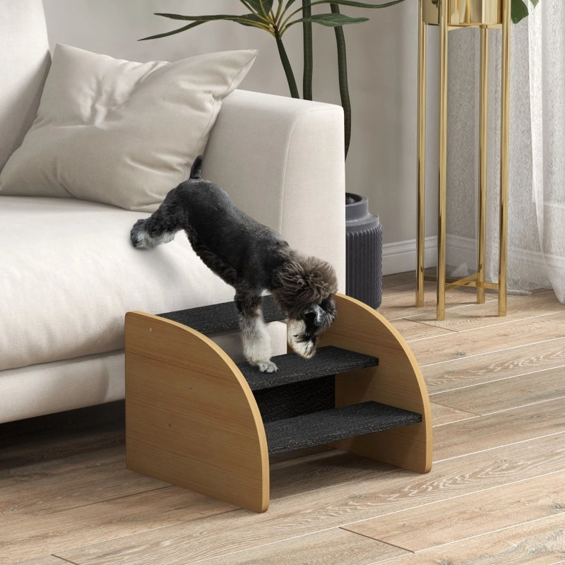 Giochi da arrampicata a 3 gradini antiscivolo per piccoli cani fino a 10 kg in poliestere color rovere 38,5 × 38,5 × 30 cm