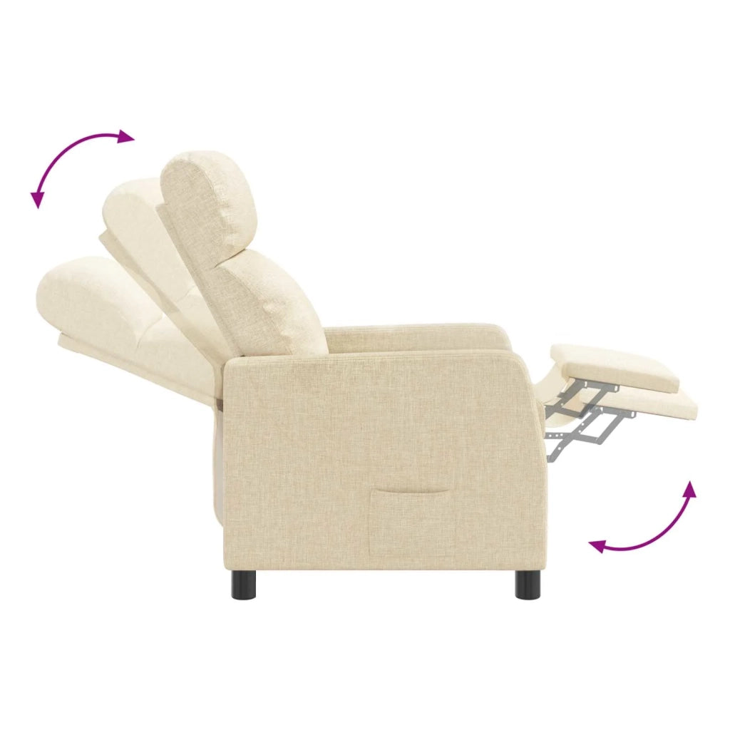 Divano Sedia-Poltrona reclinabile Crema Tessuto 555310