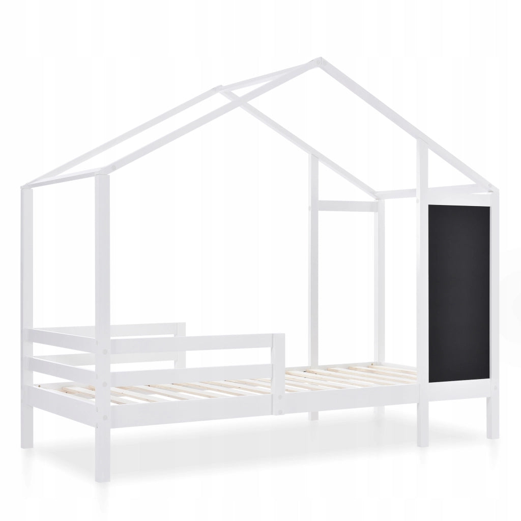 Letto singolo per bambini 90x200 - Xylo - Con lavagna e 2 cassetti, bianco senza materasso