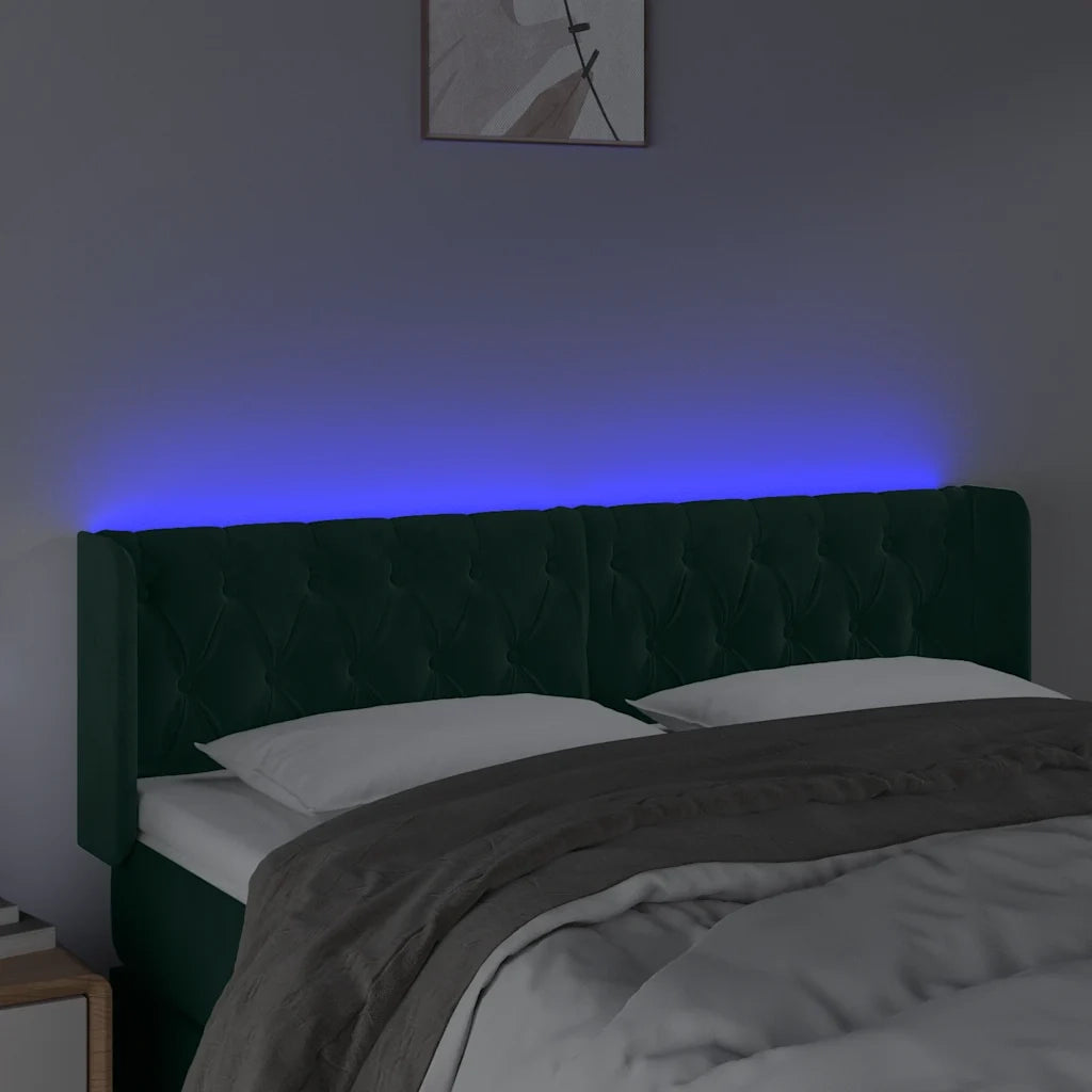 Testiera a LED Verde Scuro 147x16x78/88 cm in Velluto 3123623