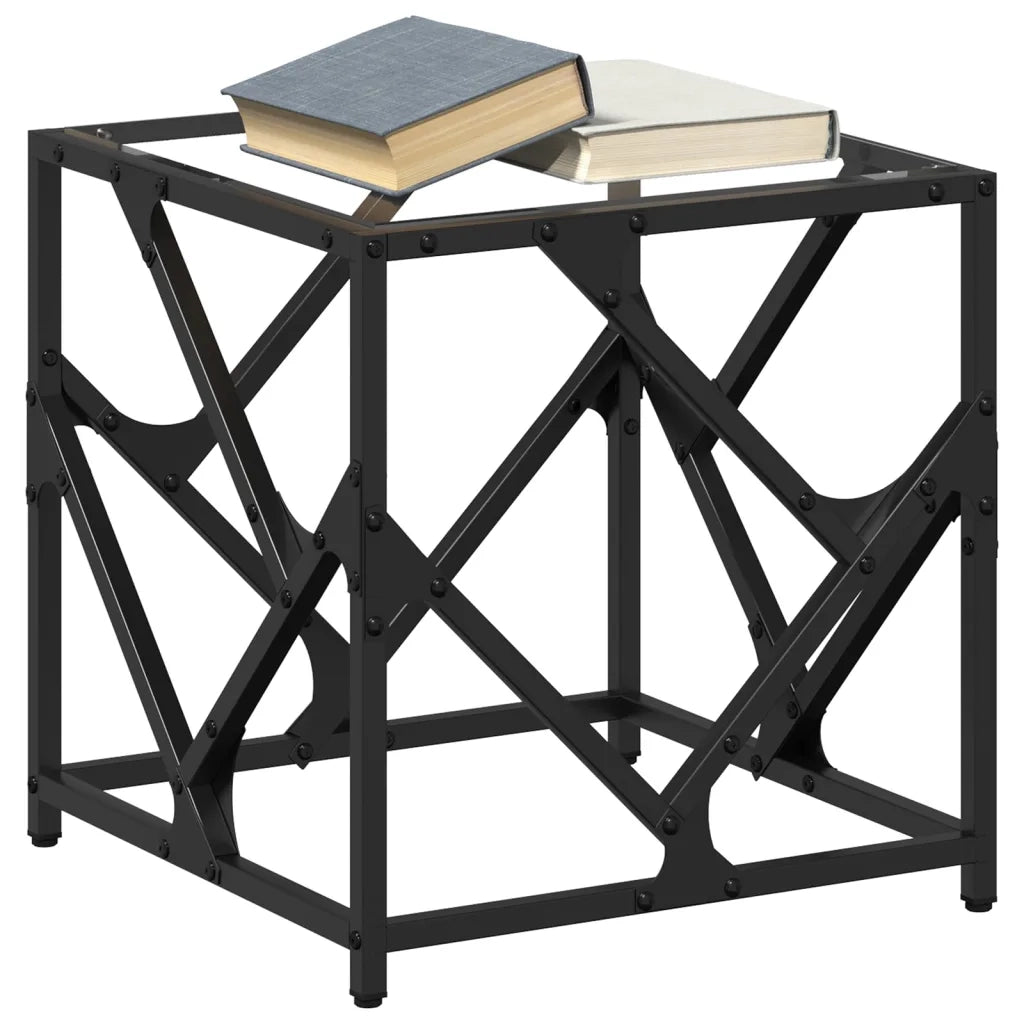 2 pz Tavolini da salotto | Tavolino da caff¨¨ | Tavolino da Soggiorno con Piano in Vetro Trasparente 40x40x41cm Acciaio