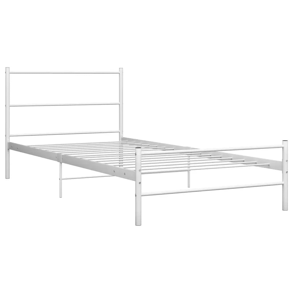 Letto singolo | Letto per adulti | Giroletto Bianco in Metallo 90x200 cm