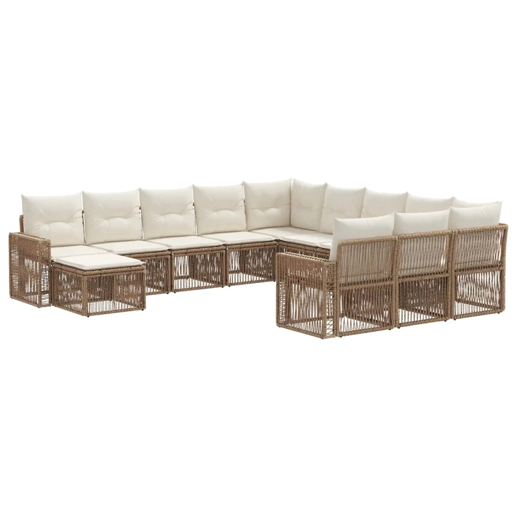 Set Divano da Giardino 12 pcs Beige e Bianco Crema polyrattan 3435330