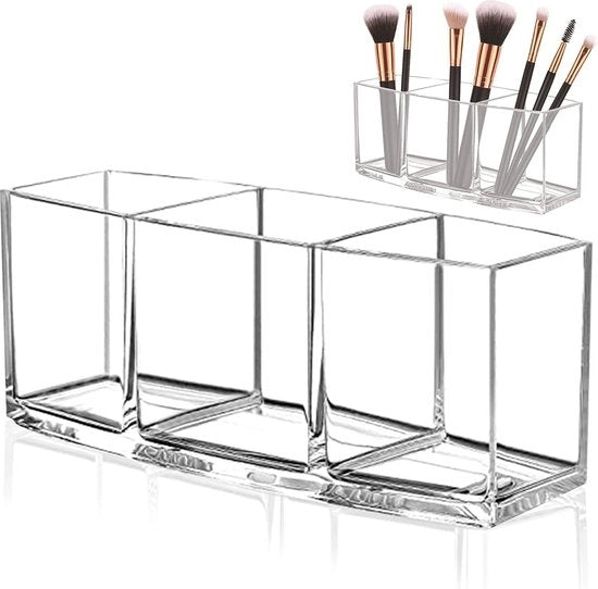 Organizzatore di trucco ereditario custodia spazzola - trasparente - adatto per un'ottimale conservazione del trucco - 1 pezzo - Plastica