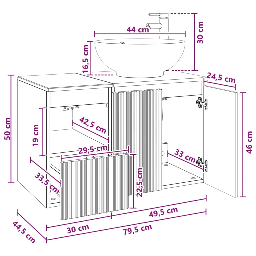 Set di mobili per il bagno 2 pz Legno antico 3404092