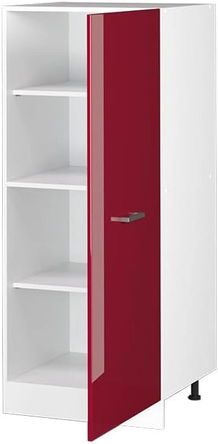 Dispensa universale R-Line, Rosso bordeaux lucido, 60 cm con anta grande, per la conservazione di utensili domestici e scorte