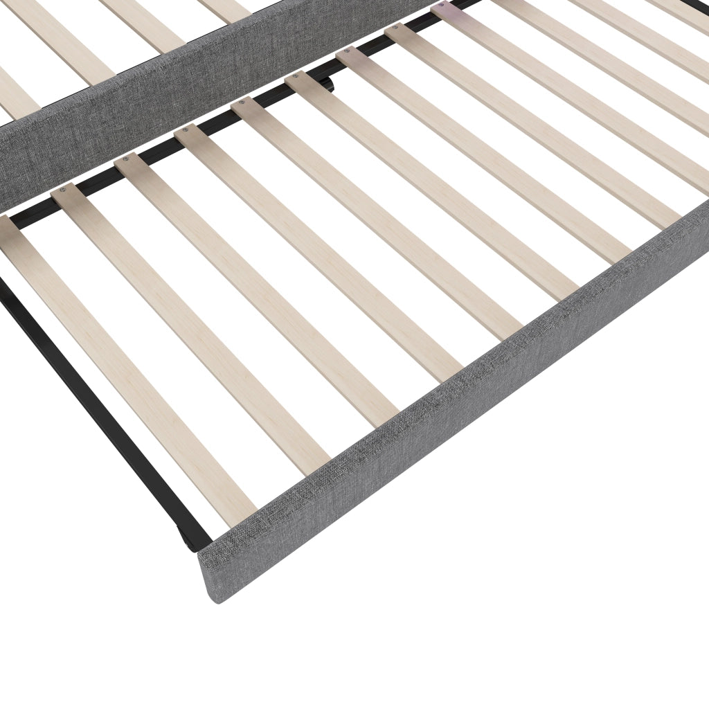 LETTO estraibile 90x200 cm Grigio in lino con USB Type-C e LED
