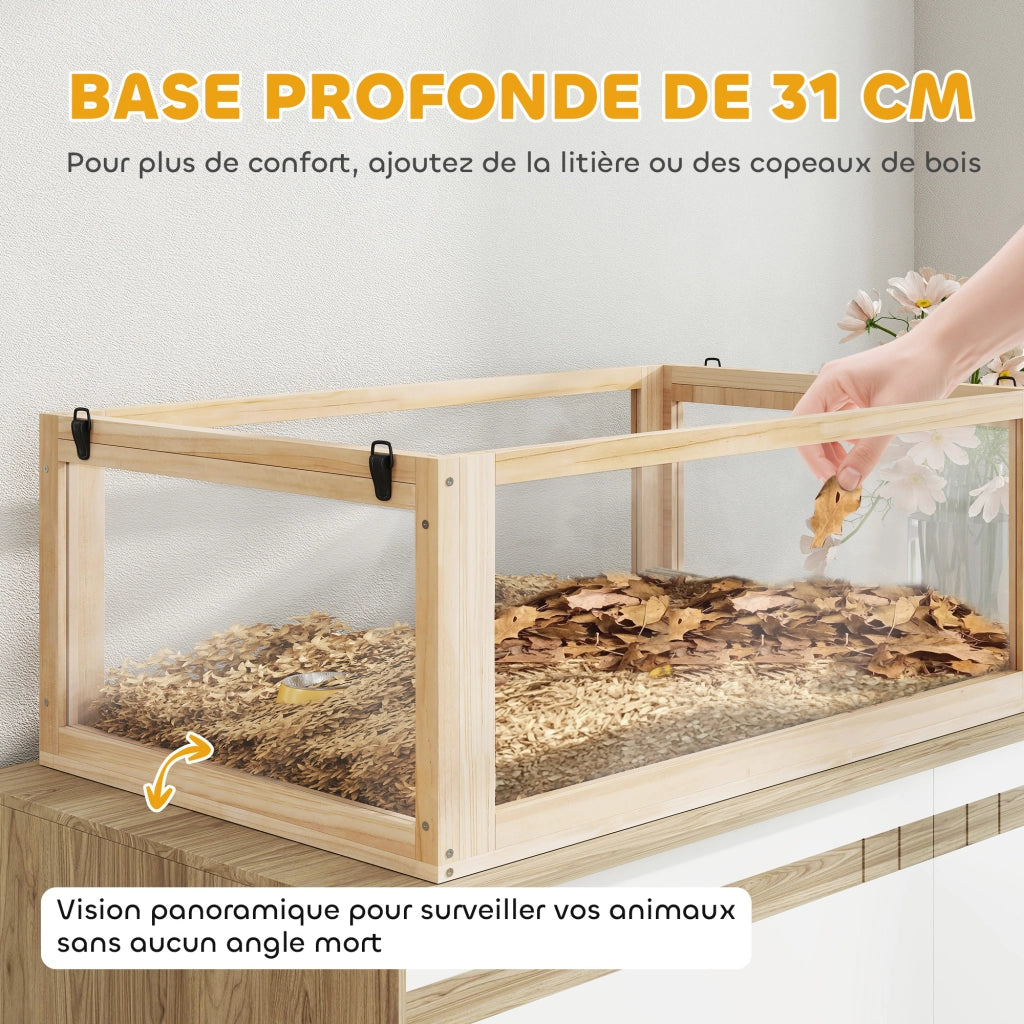 Gabbia per criceti 3 livelli con altalena e casetta - Xylo - 80x50x76cm legno naturale