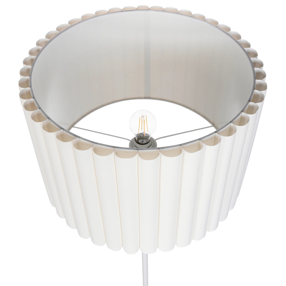 Lampada da terra Bianco Sporco Poliestere Terylene Ferro 154 cm Paralume a tamburo Luce Camera da letto Soggiorno Retrò Classico
