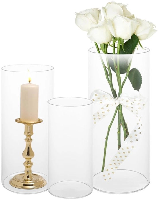 Set di Vasi in Vetro Decorativi Transparenti per Tavola - Adatto per Matrimoni - Fiori e Tulipani