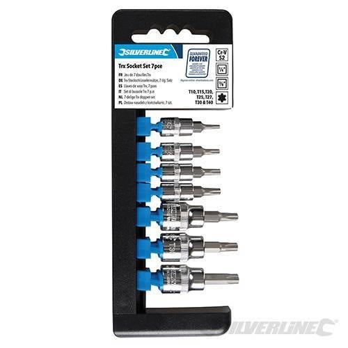 Set di bussole chiavi inserti 1/4" e 3/8" per punte T10 - T40 Silvelrine 7pz