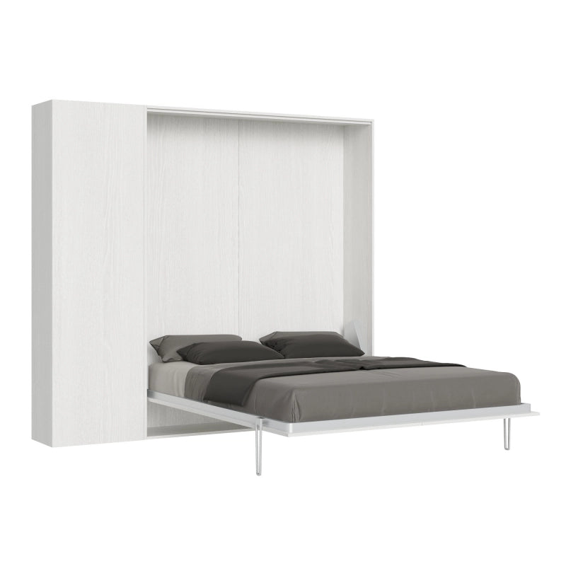 Letto a scomparsa 160 verticale Kentaro con colonna - Bianco Frassino