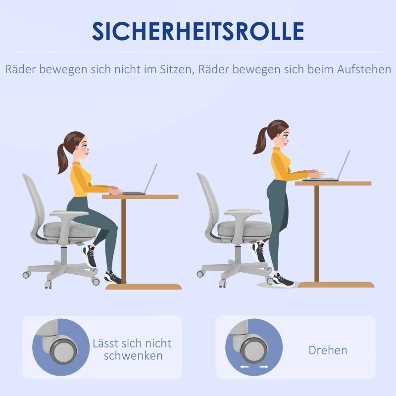 Sedia da ufficio ergonomica girevole e regolabile in altezza con schienale in rete e ruote bloccabili in poliestere grigio