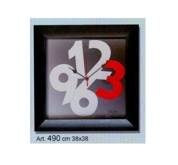 Orologio da parete in legno nero fondo grigio 38 x 38 cm