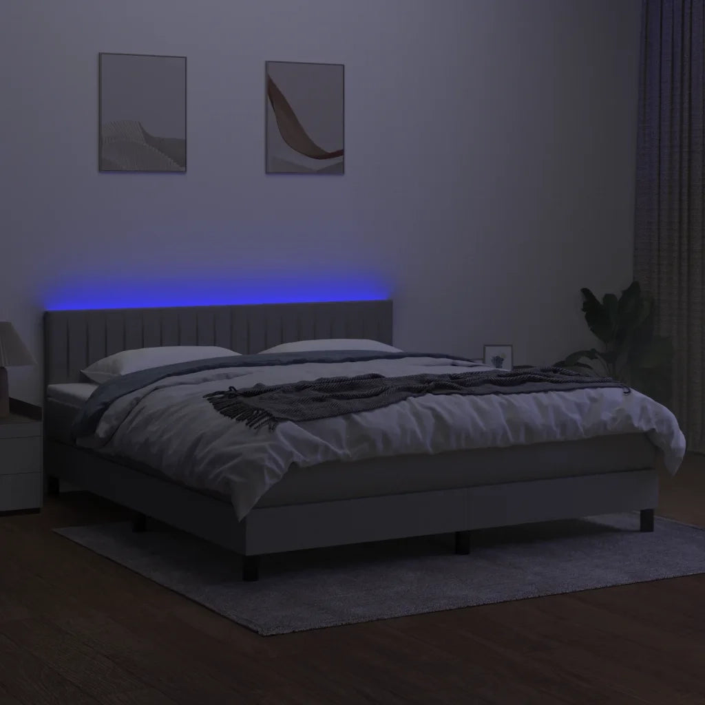 Letto a Molle Materasso e LED Grigio Chiaro 160x200 cm Tessuto cod mxl 45557