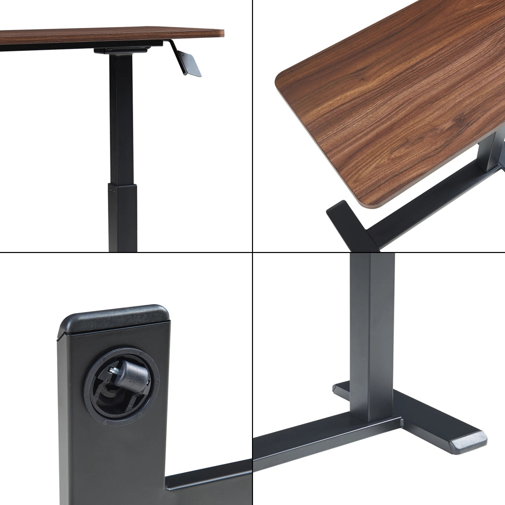 Tavolo per Notebook Klirg con Piano Regolabile in Altezza - Effetto Noce / Nero [en.casa]