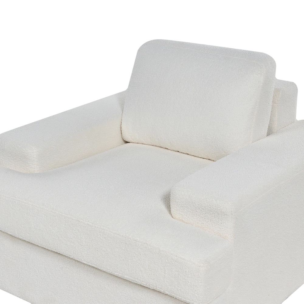 Set da salotto a 5 posti imbottito in bouclé poliestere con poltrona schienale imbottito e spesso bianco stile classico per il soggiorno
