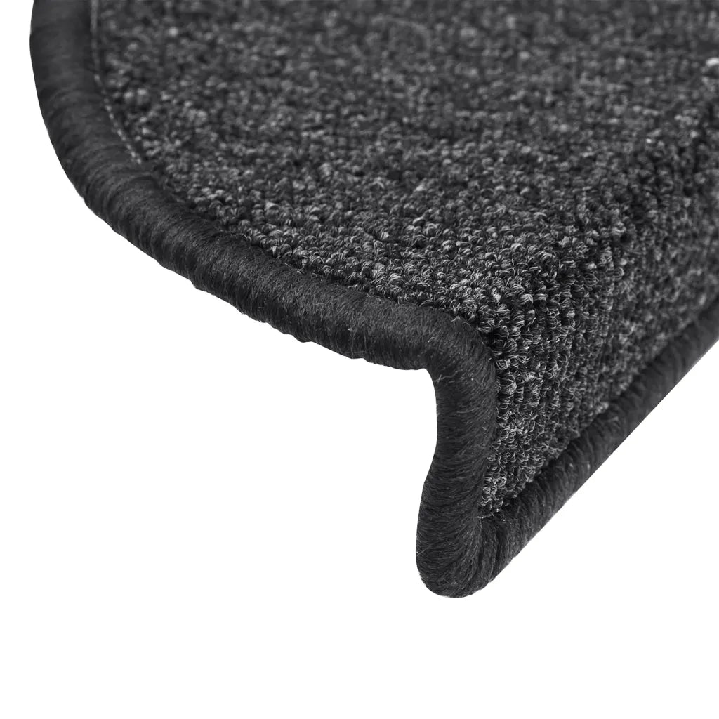 Tappetini per scale 15 pz 56x17x3 cm Antracite Semicircolari 133876