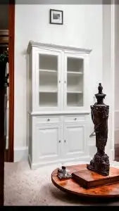 Credenza cristalliera in legno 2 ante Shabby chic bianco mod goccia