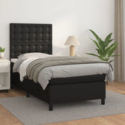 Giroletto a Molle con Materasso-Struttura Letto Nero 90x190 cm in Similpelle 415858