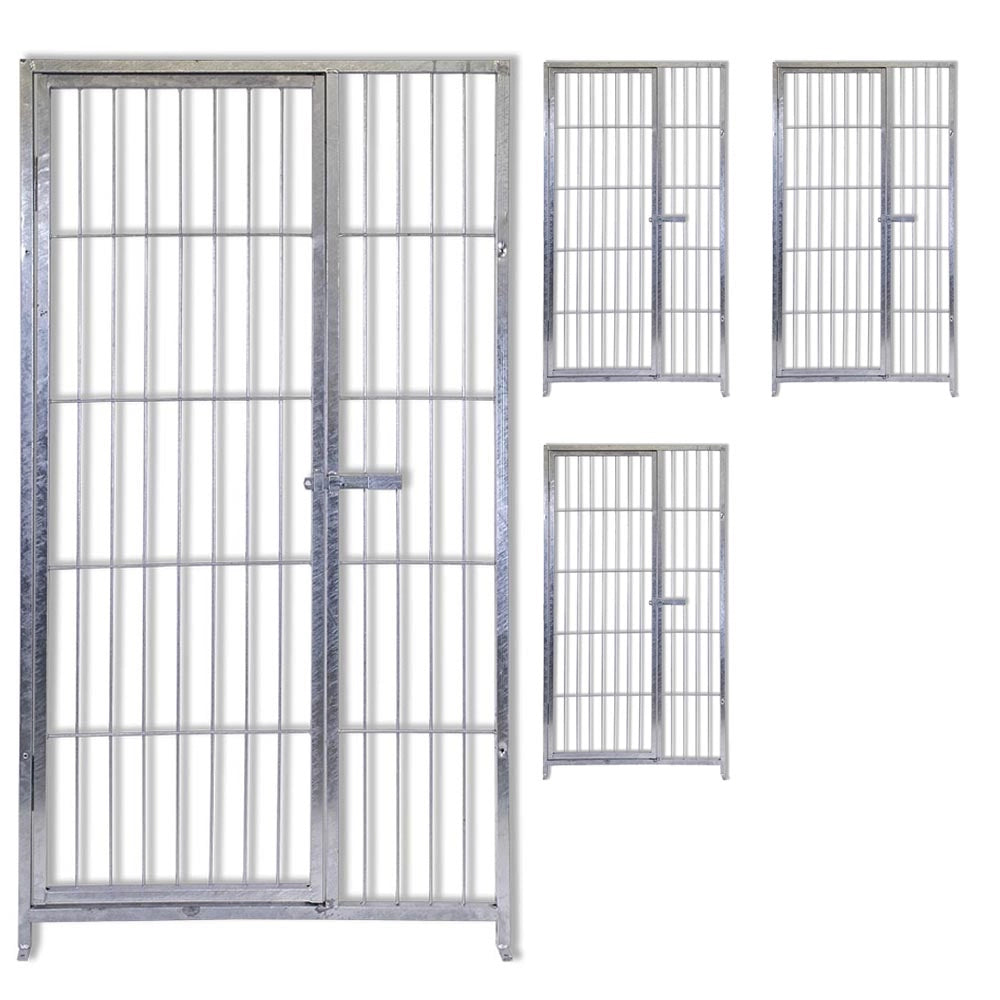 4 pannelli con porta in rete per box cani con zincatura a caldo ciascuno da 100xh180 cm