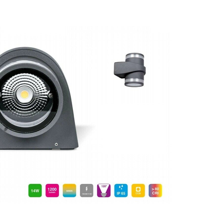 APPLIQUE LAMPADA DA PARETE A LED DA ESTERNO IP65 GRIGIA CON LUCE NATURALE 4000K