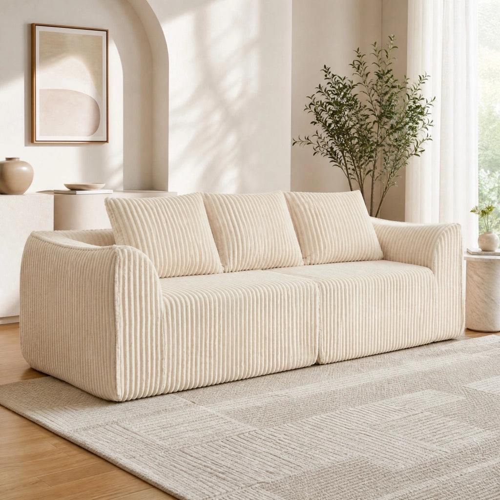 Divano modulare dalle linee curve beige