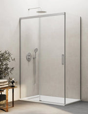 Box doccia THALASSA (BASIC) 1+1 con lato fisso laterale 165x80 cm Nichel vetro trasparente