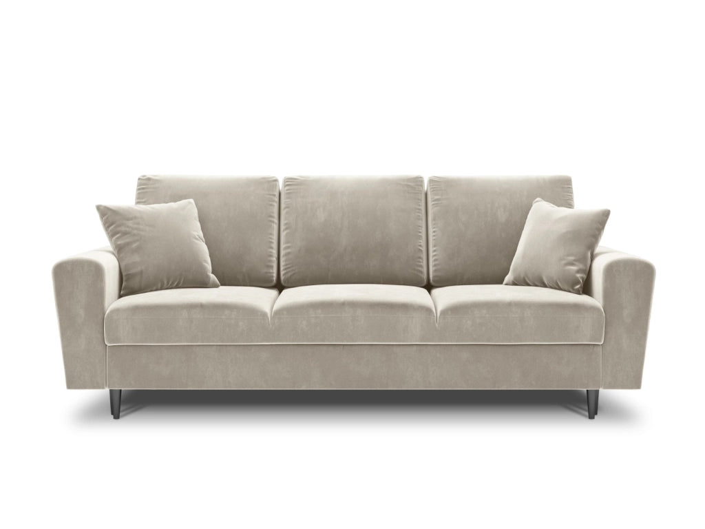 Cosmopolitan Design - Divano convertibile con contenitore "Kyoto" 3 posti in velluto beige chiaro 