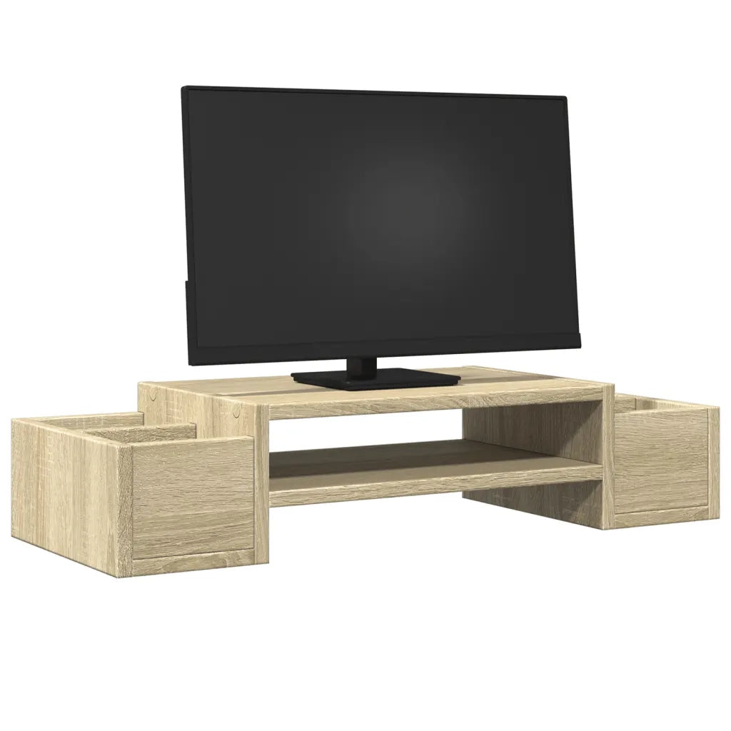 Supporto Monitor con Contenitore Rovere 70x27x15 cm Truciolato 854681